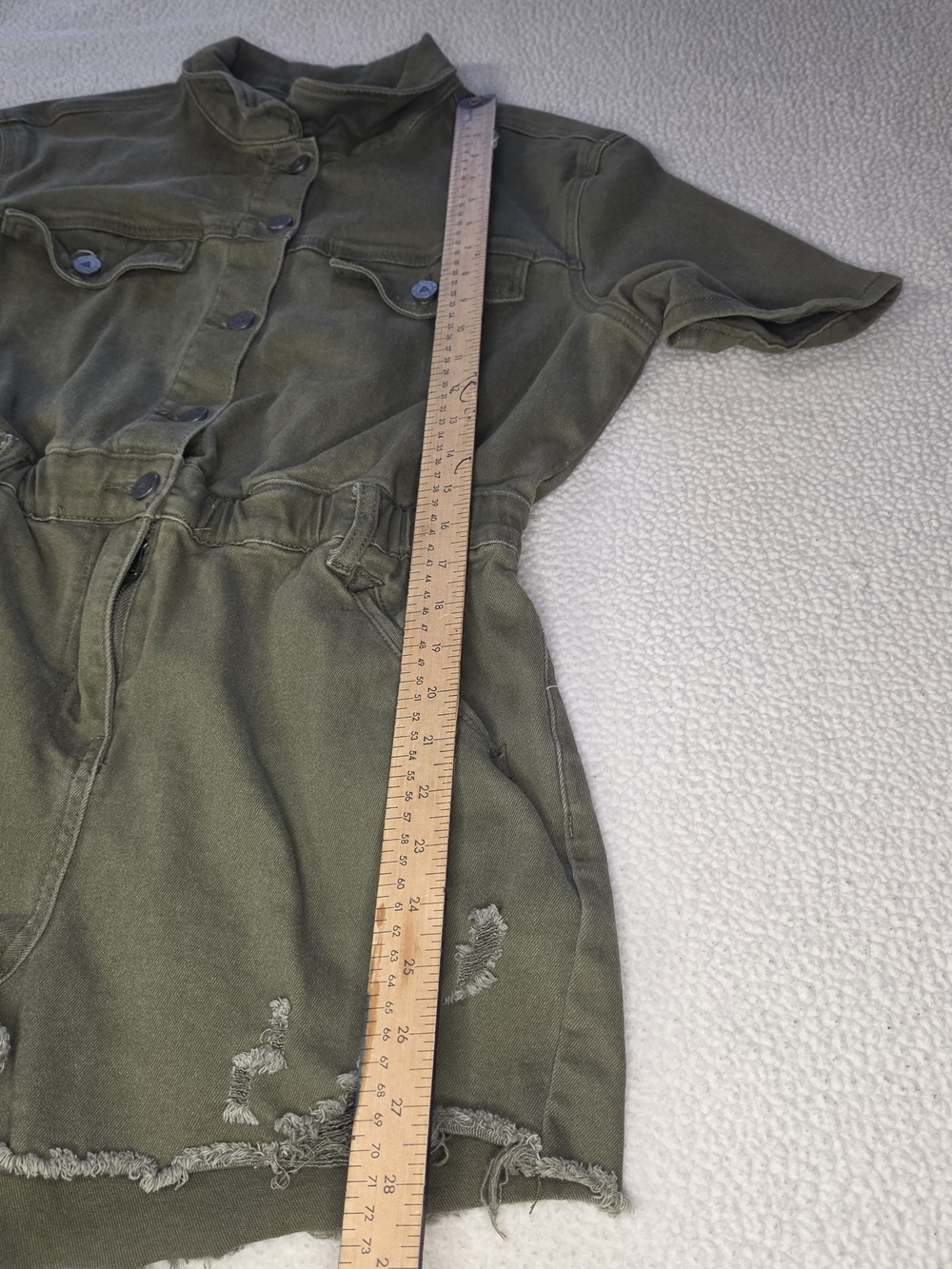 Two Fly Olive Green Short-Sleeve Utility Romper Shorts Size Medium - Picture 7 of 9